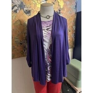 Serengeti Catalog Medium Purple Faux Twin Set Ruched 3/4 Sleeves Paisley Middle